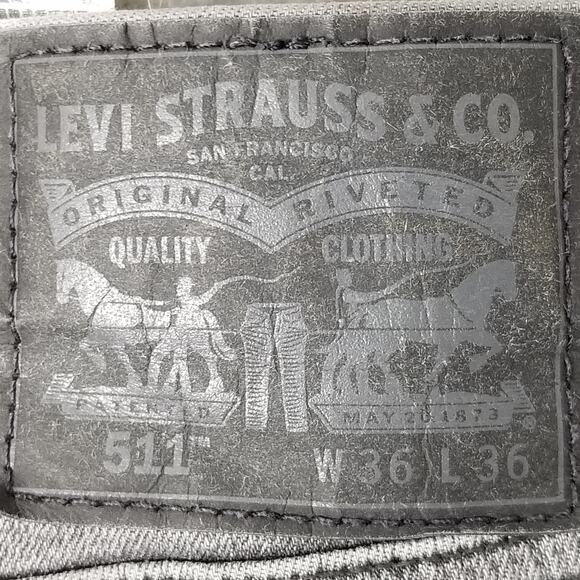 Levis 511 Jeans Mens 36x36 Gray Slim Fit Stretch Denim Pants Mid Rise Casual - Picture 10 of 12